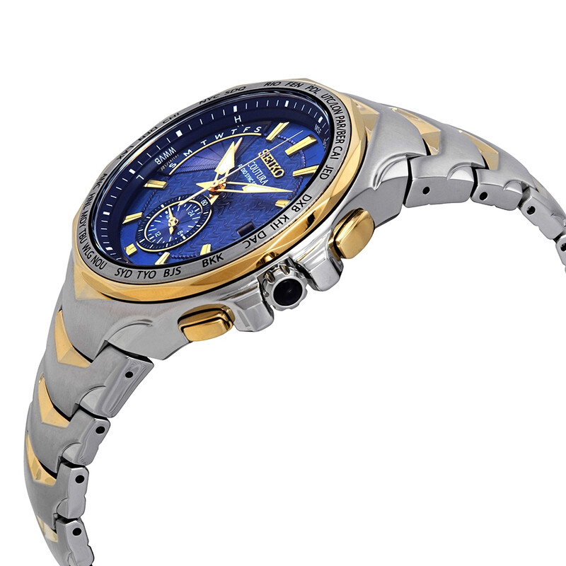 Seiko Coutura Blue Dial Men's Two Tone World Time Watch SSG020