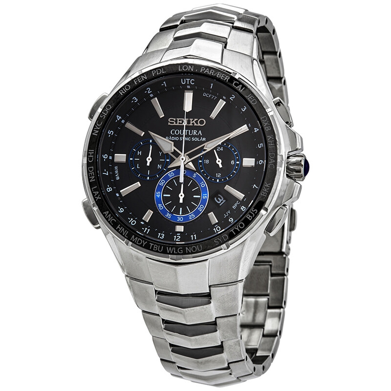 Seiko Coutura World Time Chronograph Quartz Black Dial Men's Watch