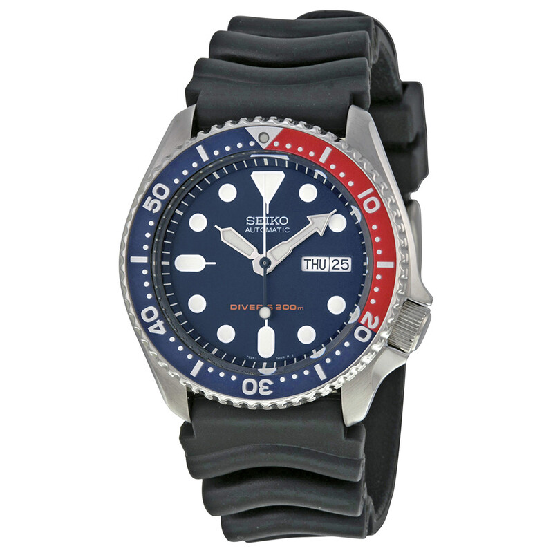 Seiko Divers Automatic Deep Blue Dial Black Pepsi Bezel Men's