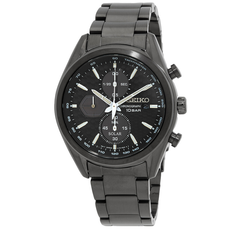 Seiko Eco-Drive Chronograph Black Dial Men's Watch SSC773P1