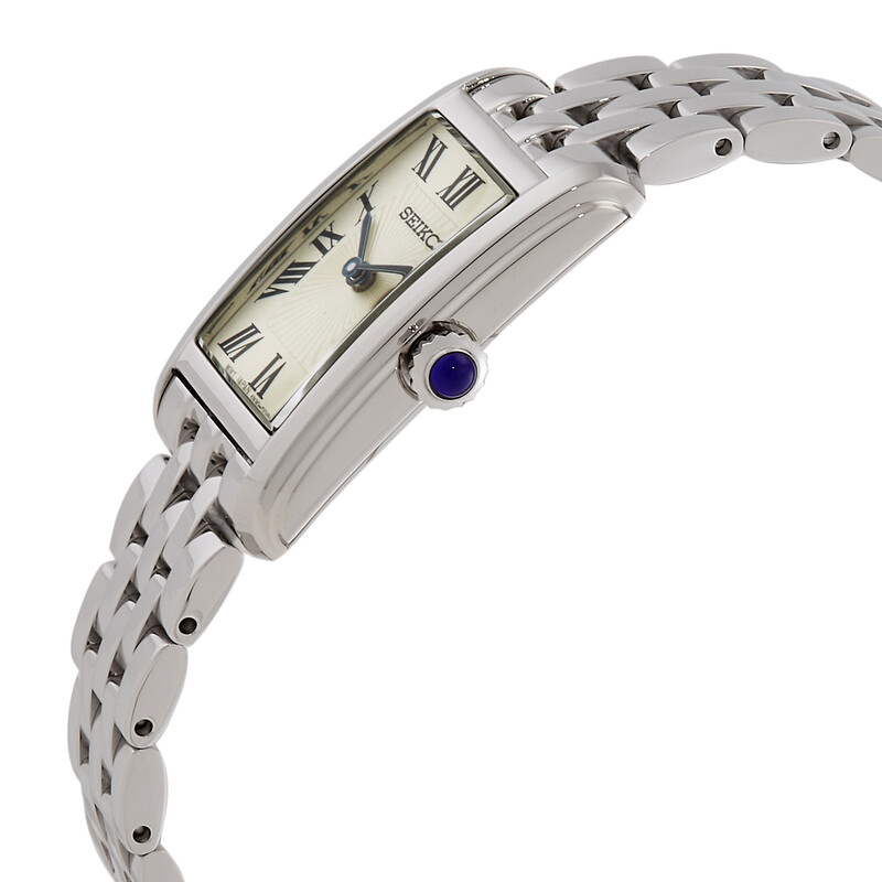 Seiko Essentials Tank Quartz Silver Dial Ladies Watch SWR083
