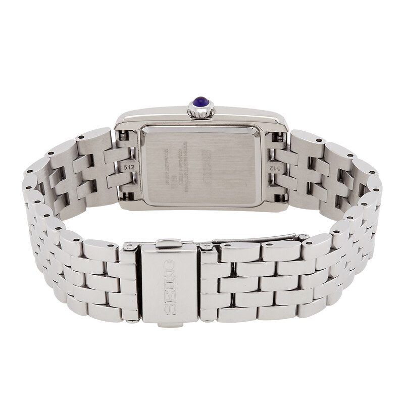 Seiko Essentials Tank Quartz Silver Dial Ladies Watch SWR083