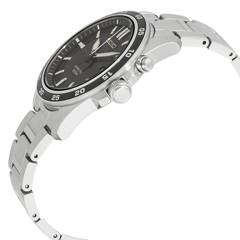 Seiko Kinetic Black Dial Stainless Steel Men's Watch SKA785