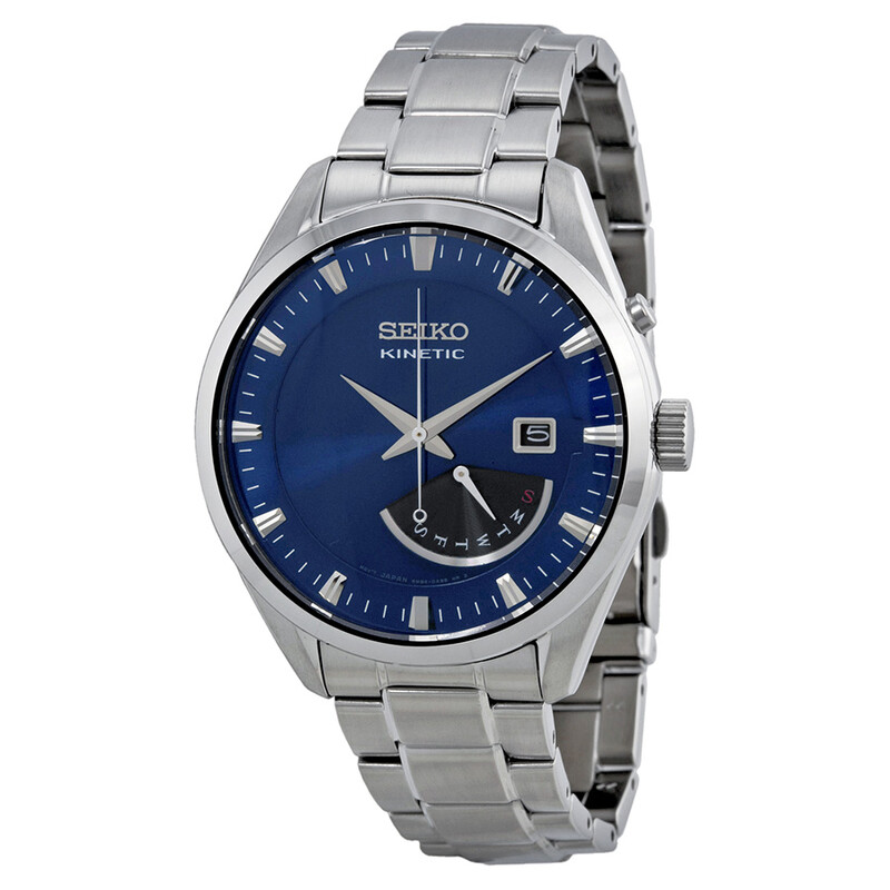 Seiko Kinetic Blue Dial Stainless Steel Men's Watch SRN047P1