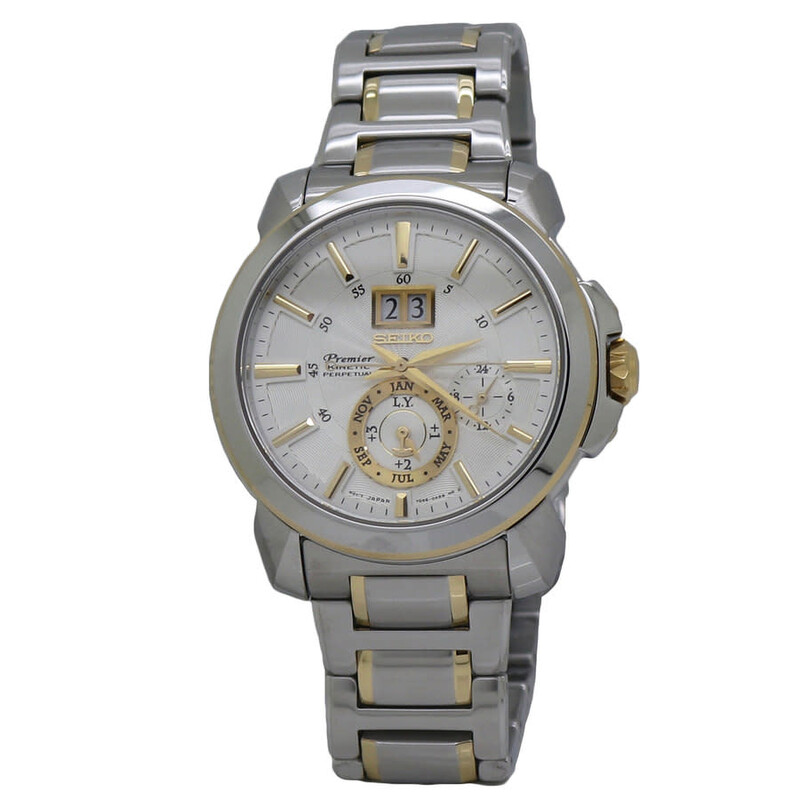Seiko Premier Kinetic Perpetual Silver-tone Dial Men's Watch