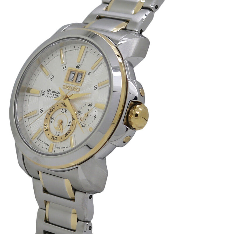 Seiko Premier Kinetic Perpetual Silver-tone Dial Men's Watch