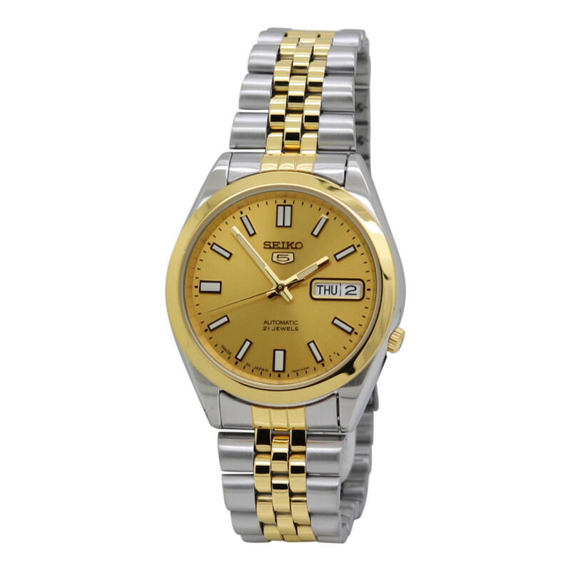 Seiko 5 Automatic Gold Dial Men's Watch SNKC44J1 - Watches