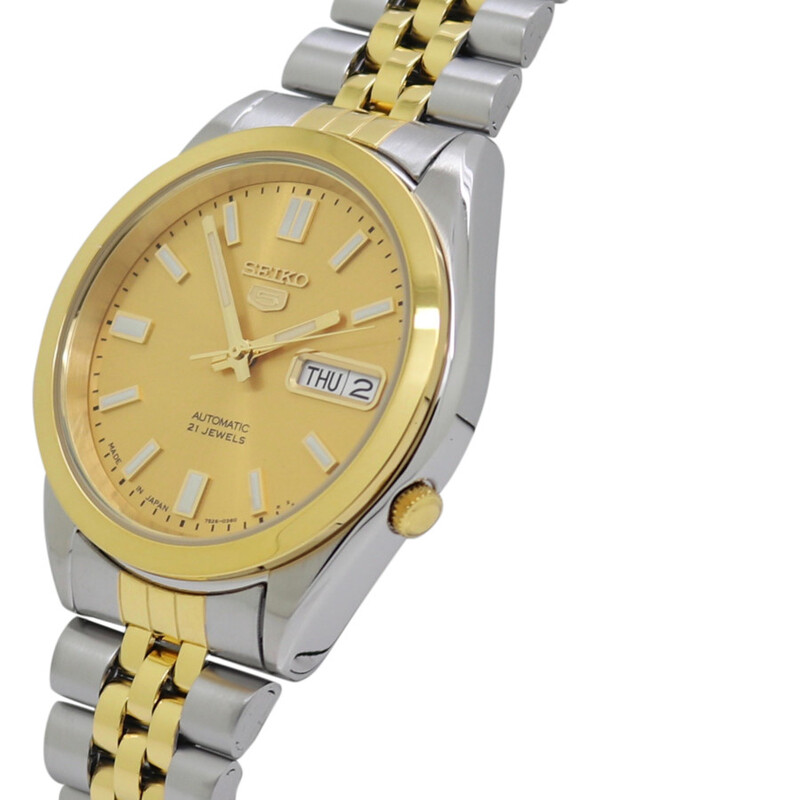 セイコー５ 自動巻き アナログ 3針 ステンレス ゴールド SNKC44J1 美品】SEIKO セイコー5 腕時計 自動巻き アナログ 3針 ゴールド