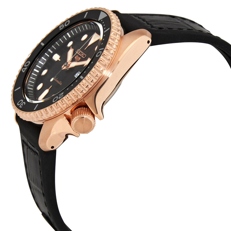 SEIKO 5 SPORTS SRPD76K1 ローズゴールド×ブラック自動巻き Seiko 5 sports Automatic Black Dial Men's Watch SRPD76K1