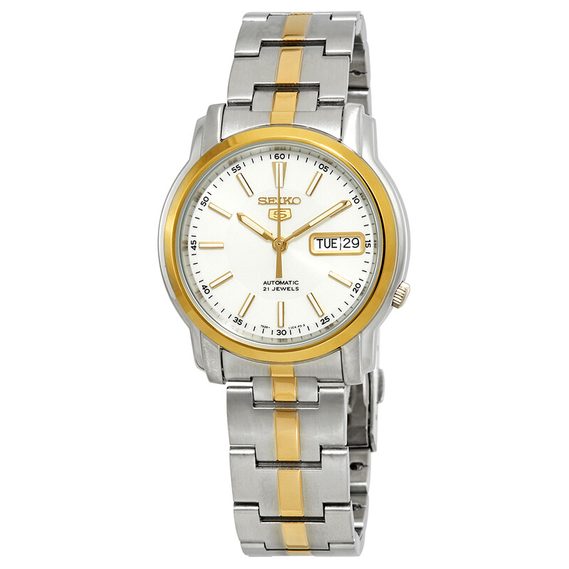 Seiko Series 5 Automatic White Dial Two-tone Men display picture 1
