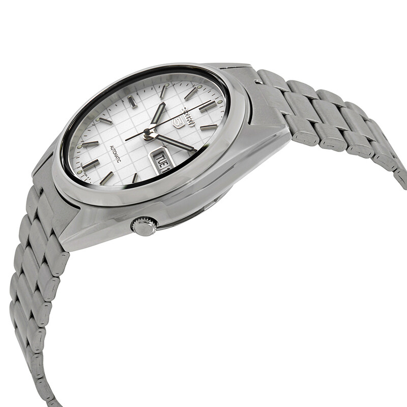 時計 SEIKO5 SNXF05 Seiko Series 5 Automatic White Grid Dial Men's Watch SNXF05