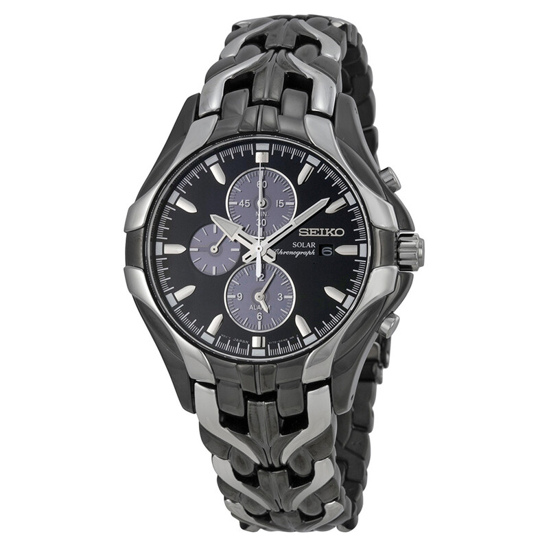 ⭐︎美品⭐︎SEIKO CHRONOGRAPH SOLAR 腕時計 Seiko Solar Chronograph Black Dial Stainless Steel Men's Watch