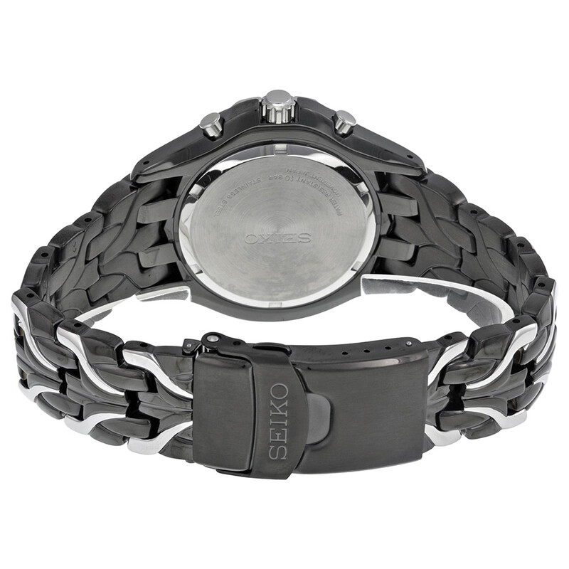 Seiko Solar Chronograph Black Dial Stainless Steel Men's Watch