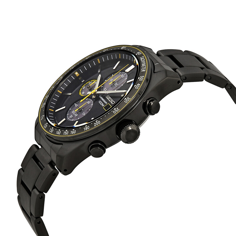 Seiko Solar Chronograph Quartz Black Dial Men's Watch SSC723