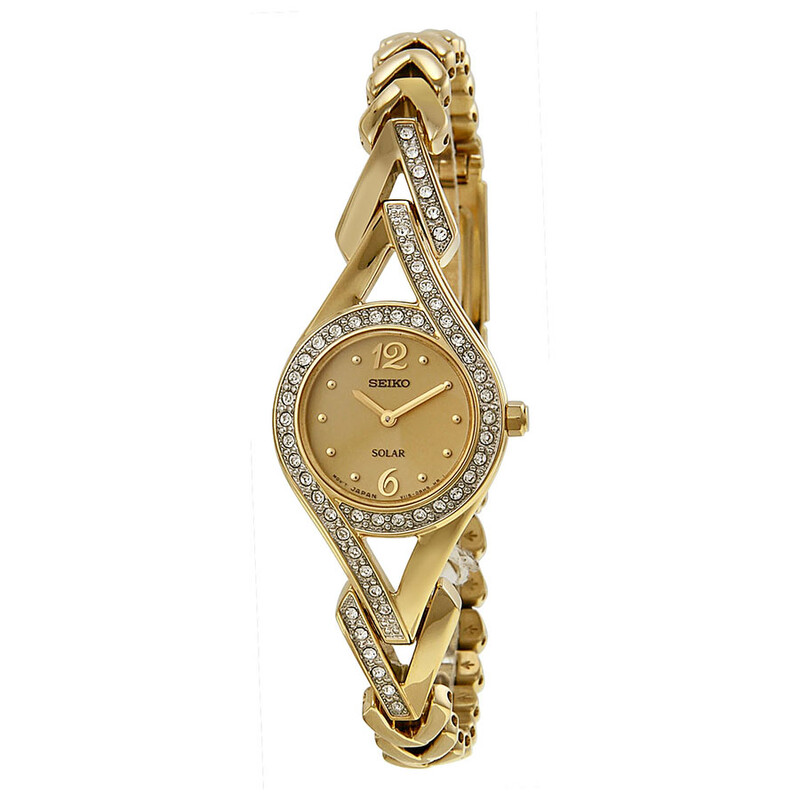 Seiko Solar Gold Dial Gold-Tone Steel Ladies Watch SUP176