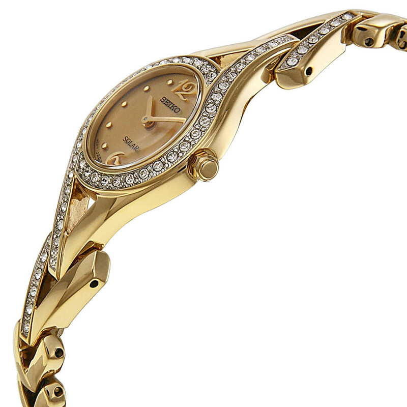 Seiko Solar Gold Dial Gold-Tone Steel Ladies Watch SUP176