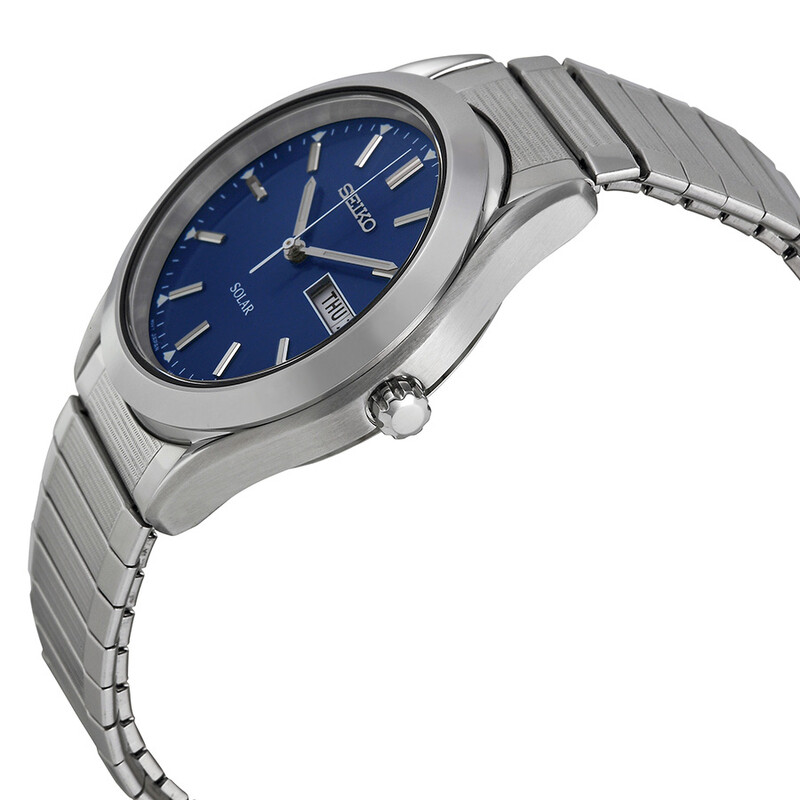 Seiko Solar Quartz Blue Dial Stainless Steel Men's Watch SNE057