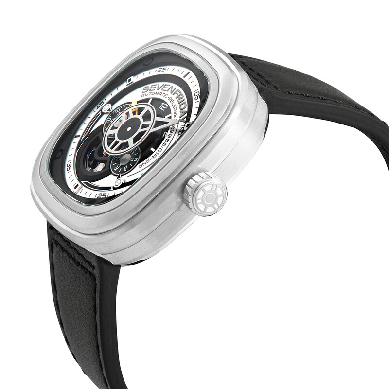 Sevenfriday Automatic Black Leather Band Men's Watch P1B/01