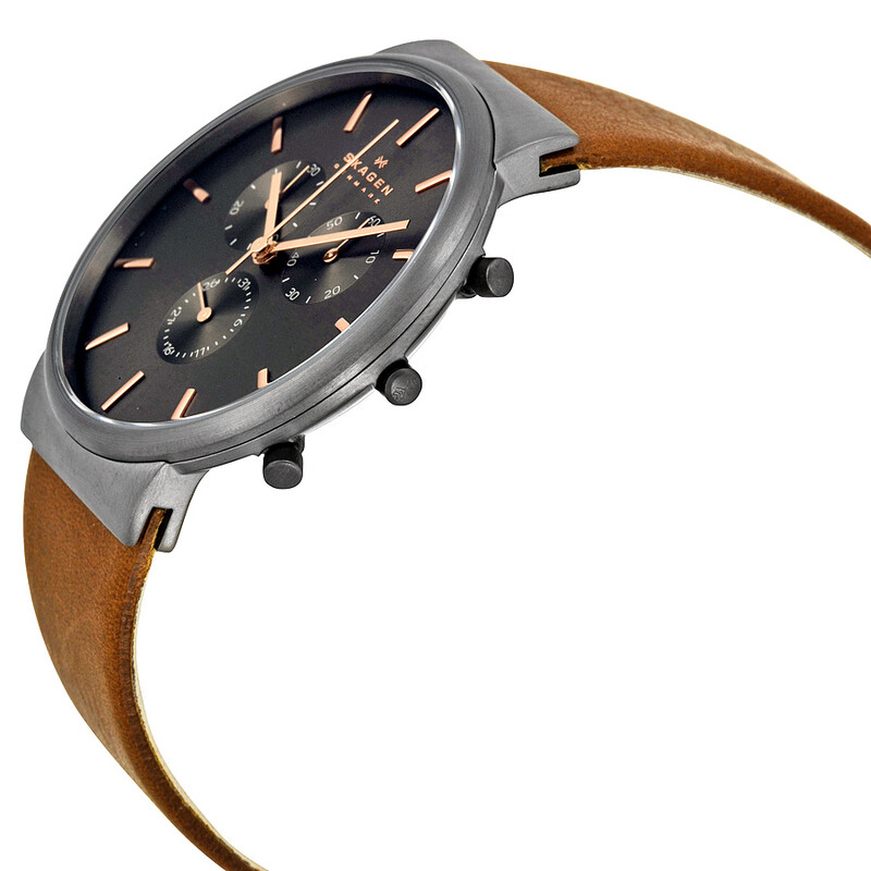 Skagen Ancher Chronograph Grey Dial Brown Leather Men's Watch