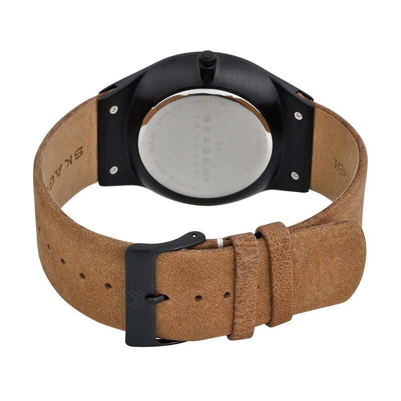 Skagen Grenen Multi-Function Black Dial Brown Leather Men's Watch