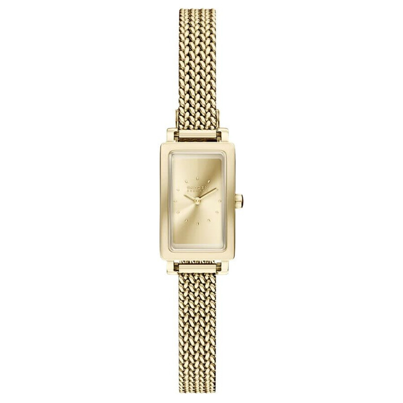 SKAGEN ゴールド 腕時計 Skagen Men's Oversized Stainless Steel Watch, White Dial, Gold