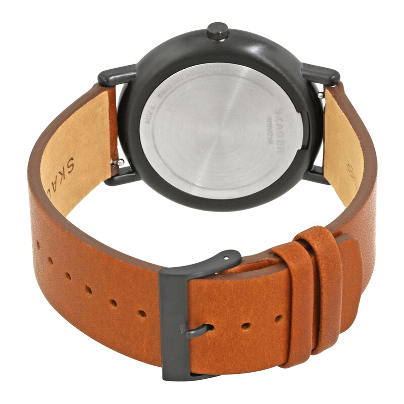 Skagen Signature Diamond White Dial Brown Leather Men's Watch