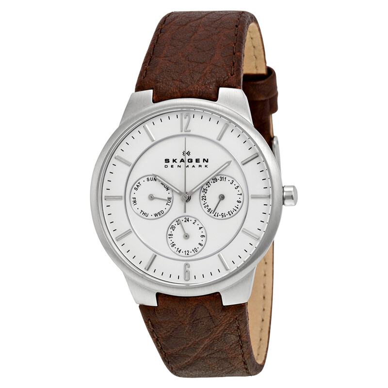 Skagen White Dial Brown Leather Men
