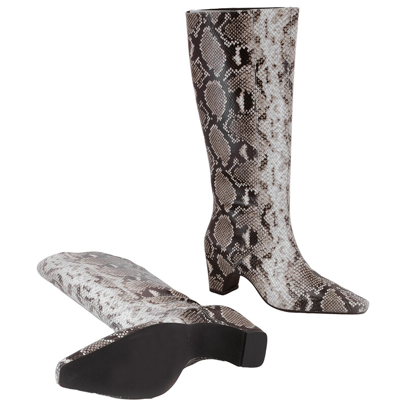 St Agni Python Print Leather High Boots, Brand Size 35 ( US Size 5 ...