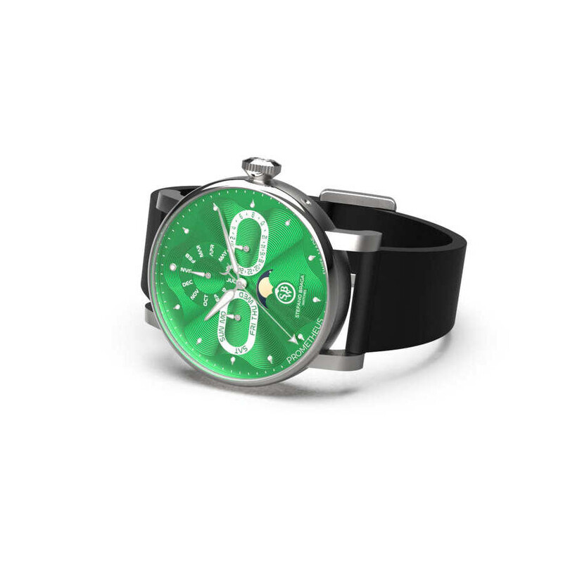 Prometheus Ii Watch Face Stefano Braga Prometheus Quartz Moon Phase Green Dial Men's Watch ...