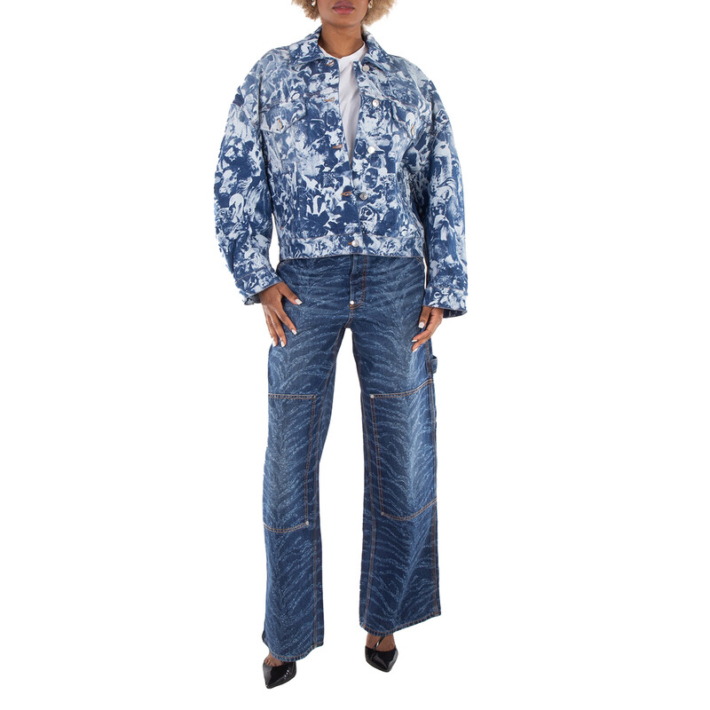 Stella McCartney Animal Forest-Print Denim Cotton Jacket, Size