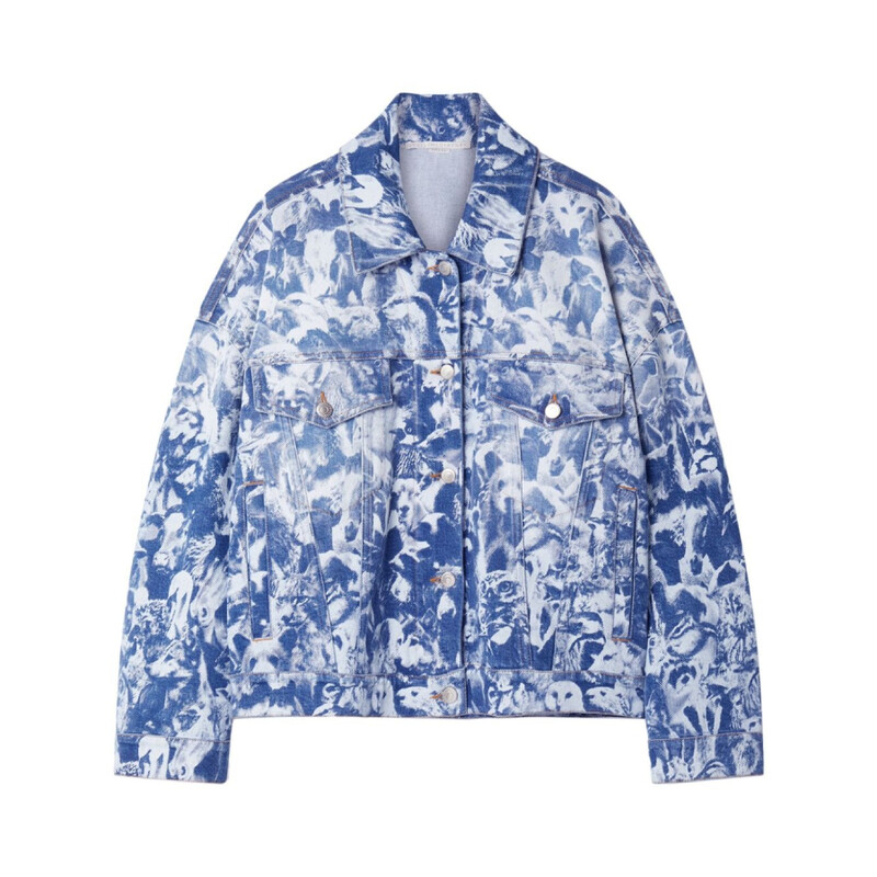 Stella McCartney Animal Forest-Print Denim Cotton Jacket, Size