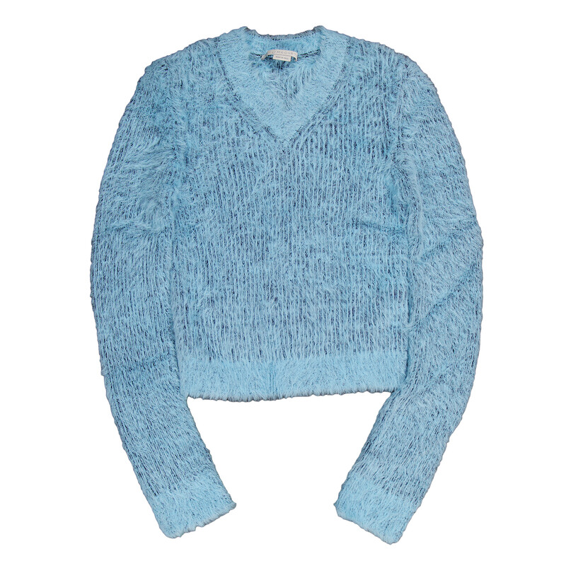 Stella McCartney - Stella McCartney ショルダーテイアード 青 ウールセーター Stella McCartney Ladies Blue Brushed-Effect Ribbed-Knit Jumper