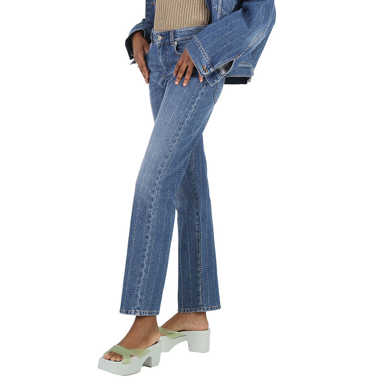 Stella McCartney Rhinestone-Embellished Straight Leg Denim Jeans