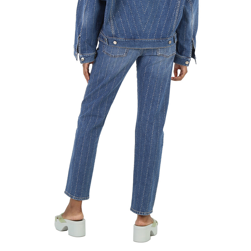 Stella McCartney Rhinestone-Embellished Straight Leg Denim Jeans