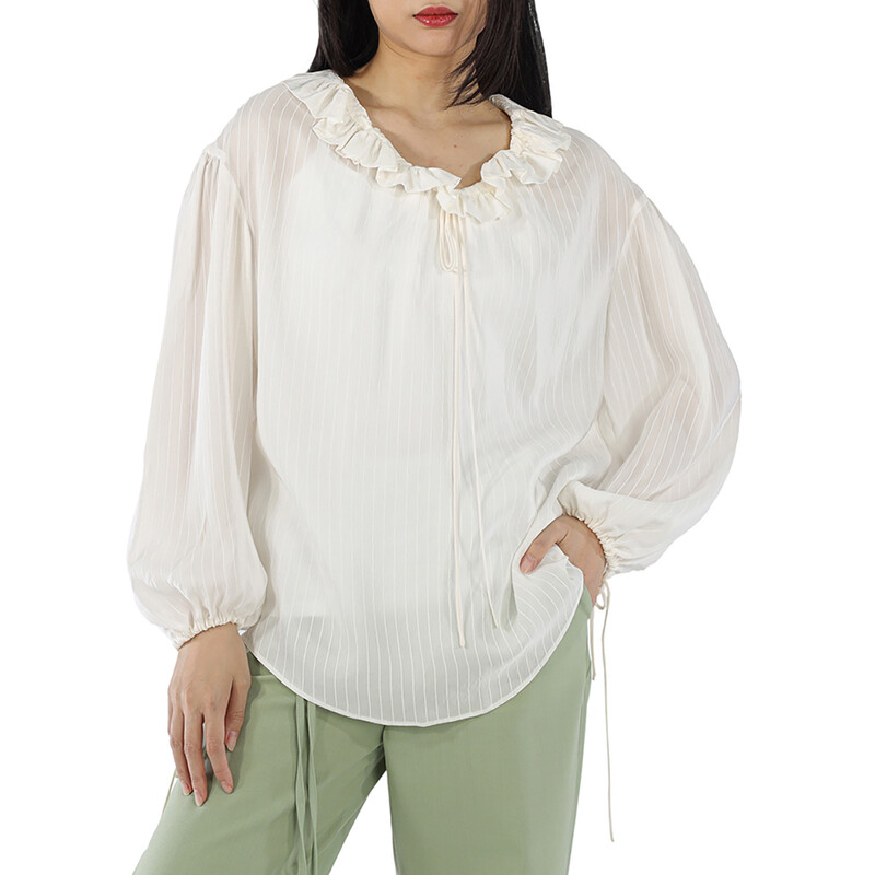Stella McCartney White Pinstripe Blouse, Brand Size 38 (US Size 4