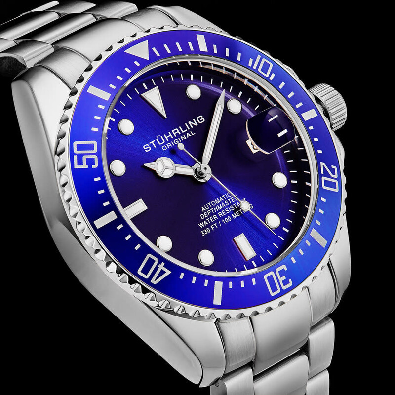 Stuhrling Original Aquadiver Automatic Blue Dial Men display picture 2