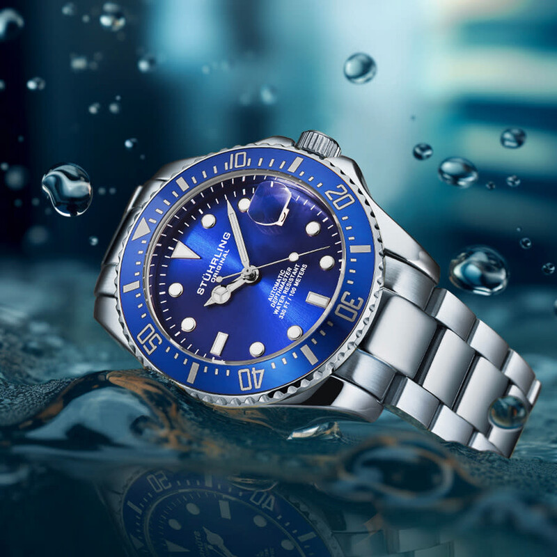 Stuhrling Original Aquadiver Automatic Blue Dial Men's Watch