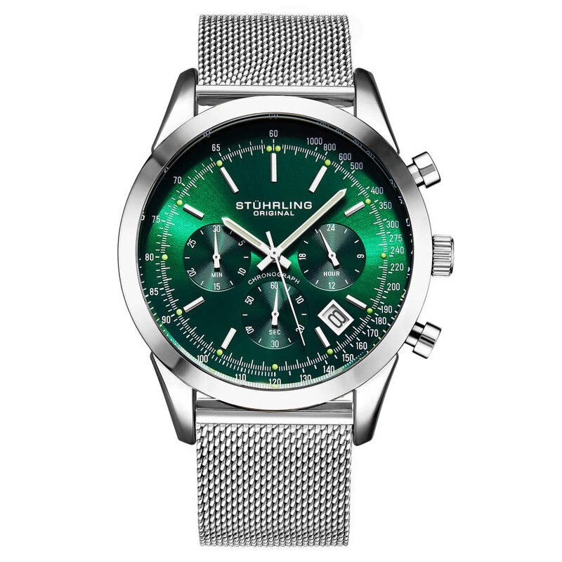 Stuhrling Original Monaco Chronograph Quartz Green Dial Men's