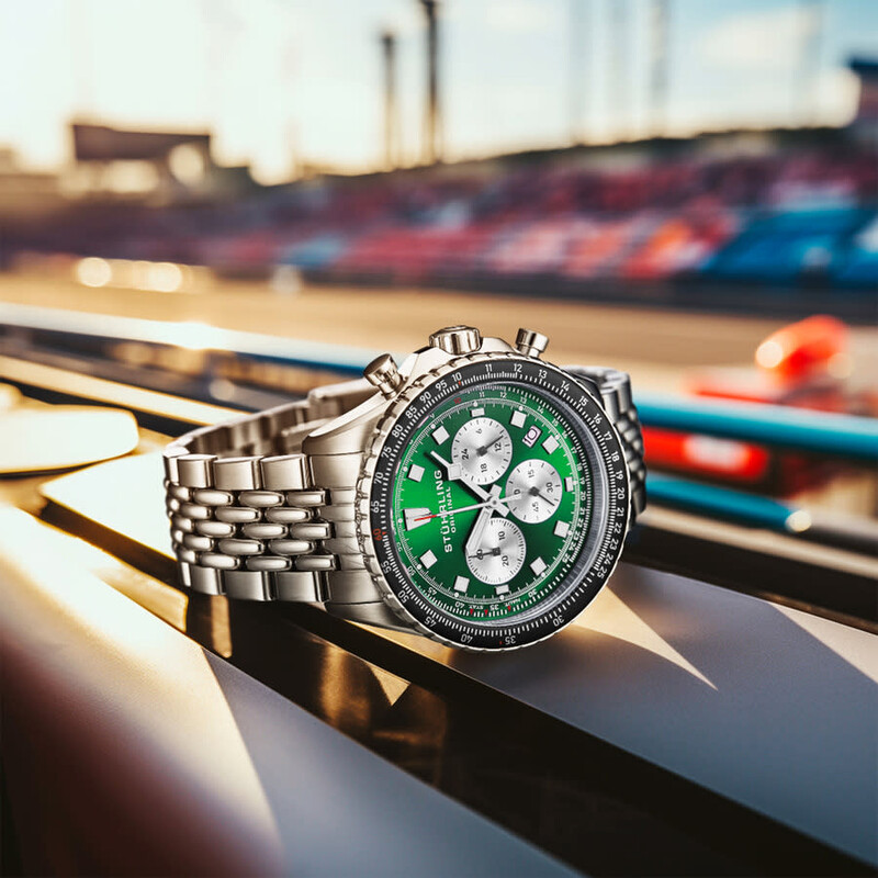 Stuhrling Original Monaco Chronograph Quartz Green Dial Men's
