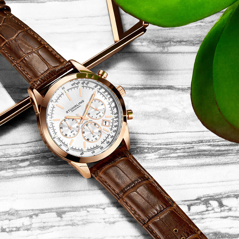 Stuhrling Original Monaco Quartz Silver Dial Men display picture 2