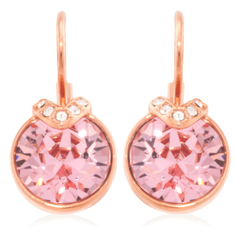 Swarovski Bella Pink Rose Gold-Tone Plated Roud Cut V Drop