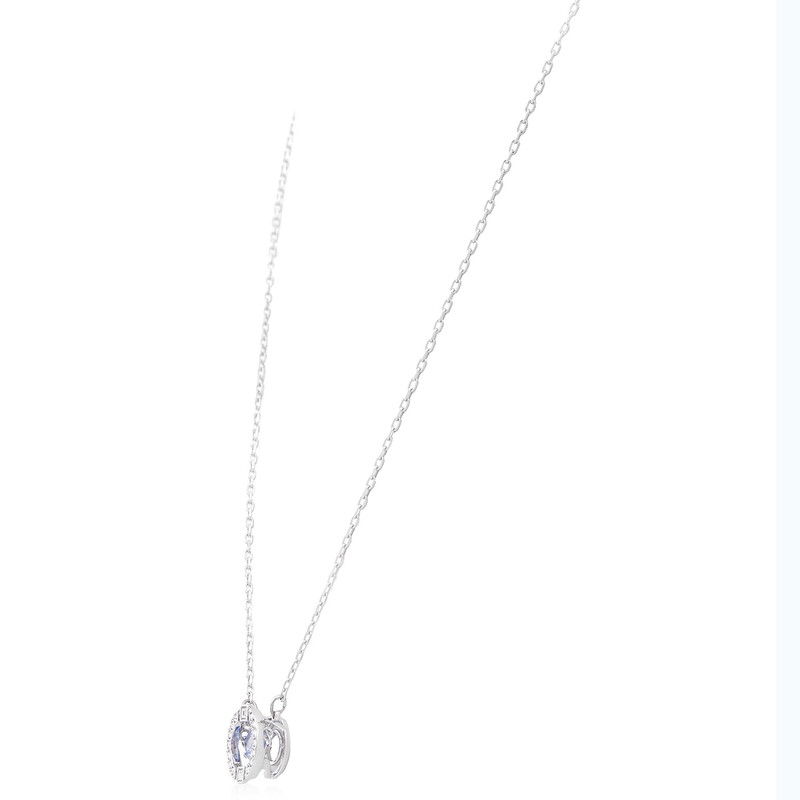 Swarovski Blue Rhodium Plated Sparkling Dance Earring And Necklace
