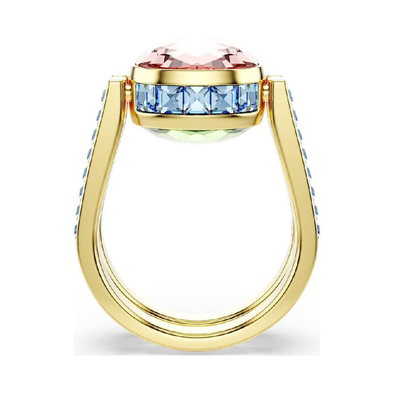 Swarovski Chroma Multicolored Cushion,Cut Crystal Ring, Size 55