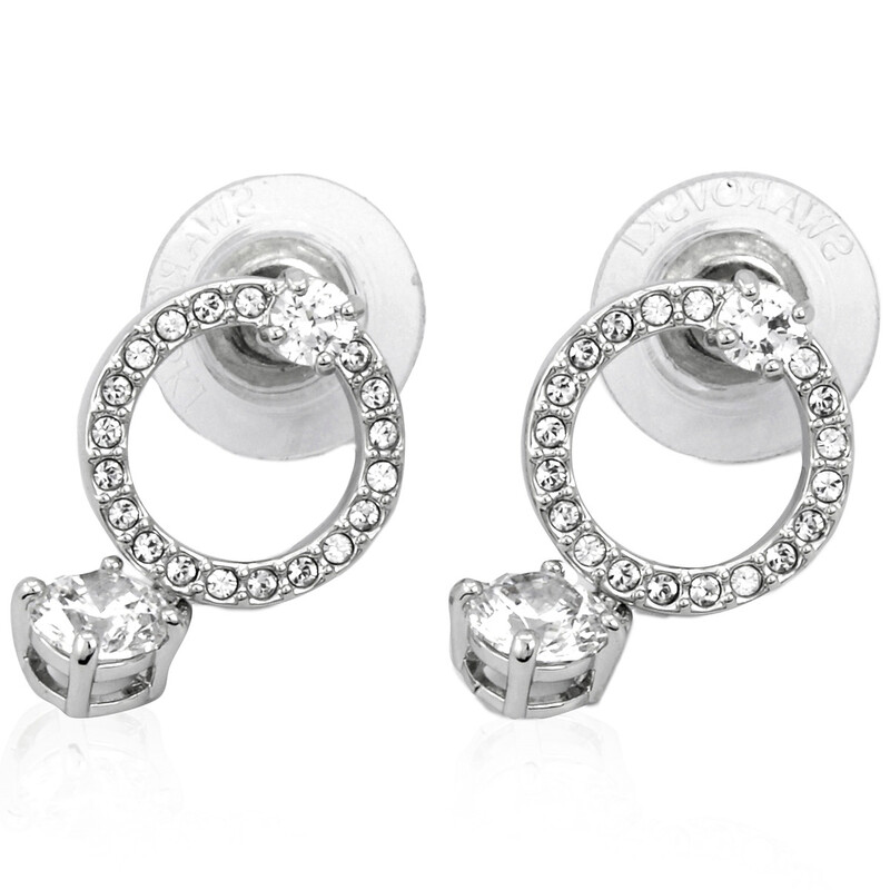 Swarovski Crystal Attract Circle Pierced Earrings White Rhodium