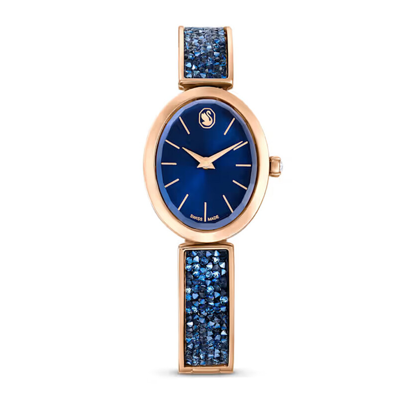 Swarovski Crystal Rock Oval Quartz Blue Dial Watch 5656822 191453221040 ...