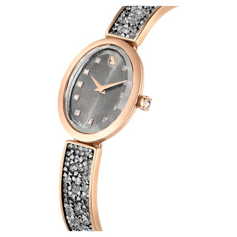 Swarovski Crystal Rock Oval Quartz Grey Dial Ladies Watch 5711695