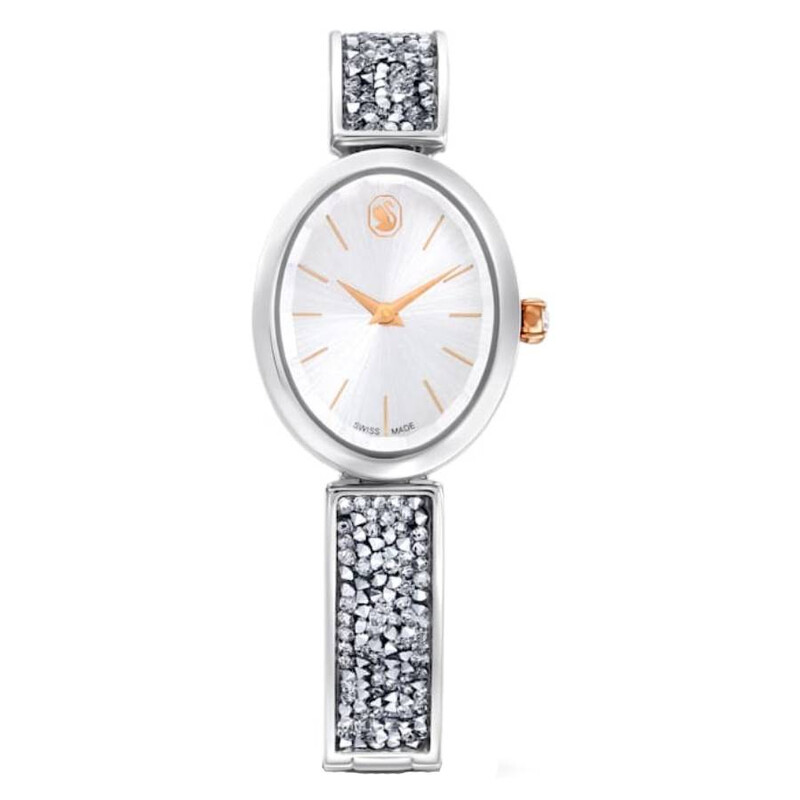 Swarovski Crystal Rock Oval Quartz White Dial Ladies Watch 5656878