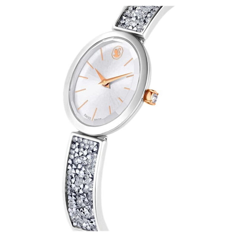 Swarovski Crystal Rock Oval Quartz White Dial Ladies Watch 5656878