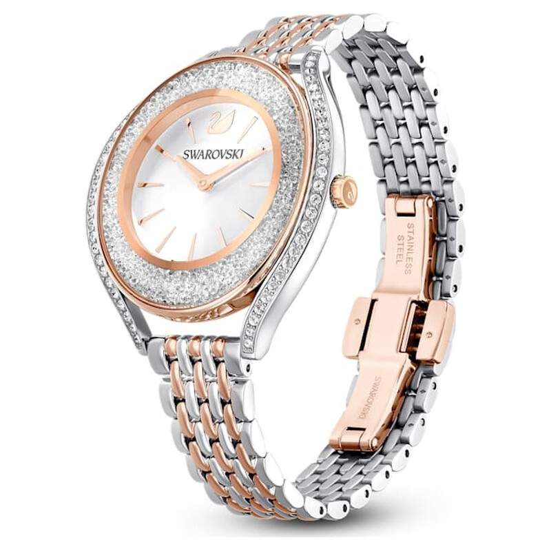 Swarovski Crystalline Aura Quartz White Dial Two-Tone Ladies Watch