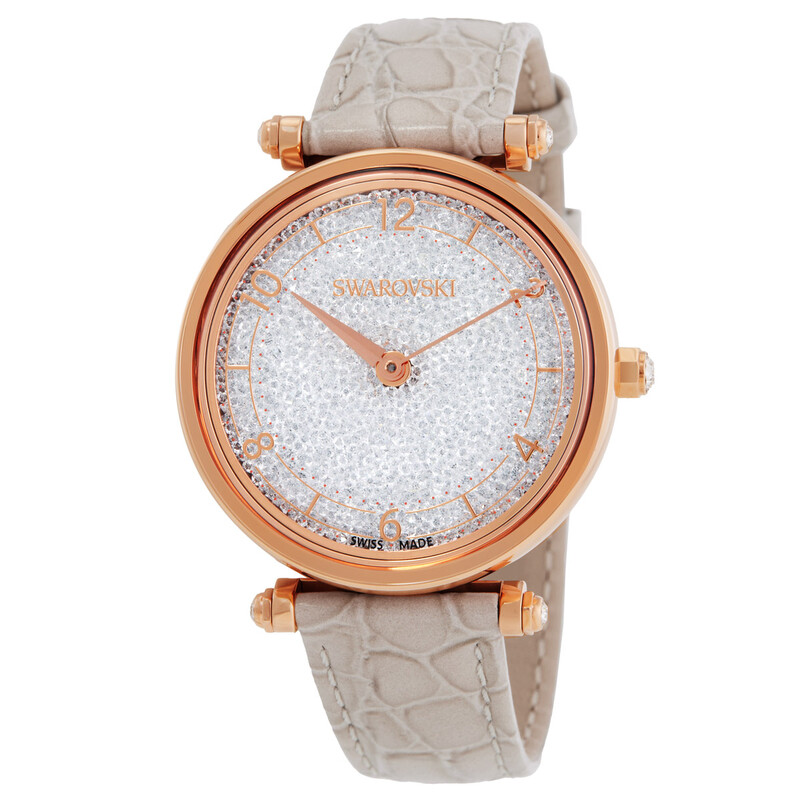 Swarovski Crystalline Wonder Leather Strap Pvd Rose Gold Beige